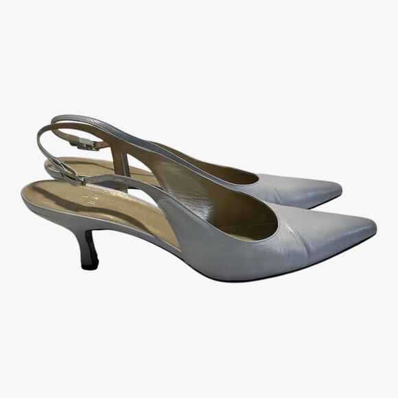 Stuart Weitzman Womens Vinnie ? Slingback Heels US 7.5 B Baby Blue Leather EUC - Picture 1 of 6